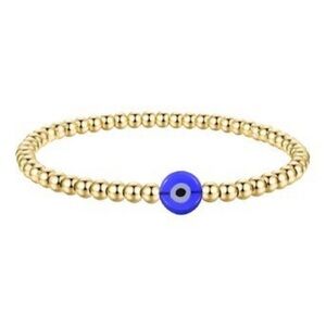 Gold Beaded Bracelet with Blue Accent 18k Gold Plated